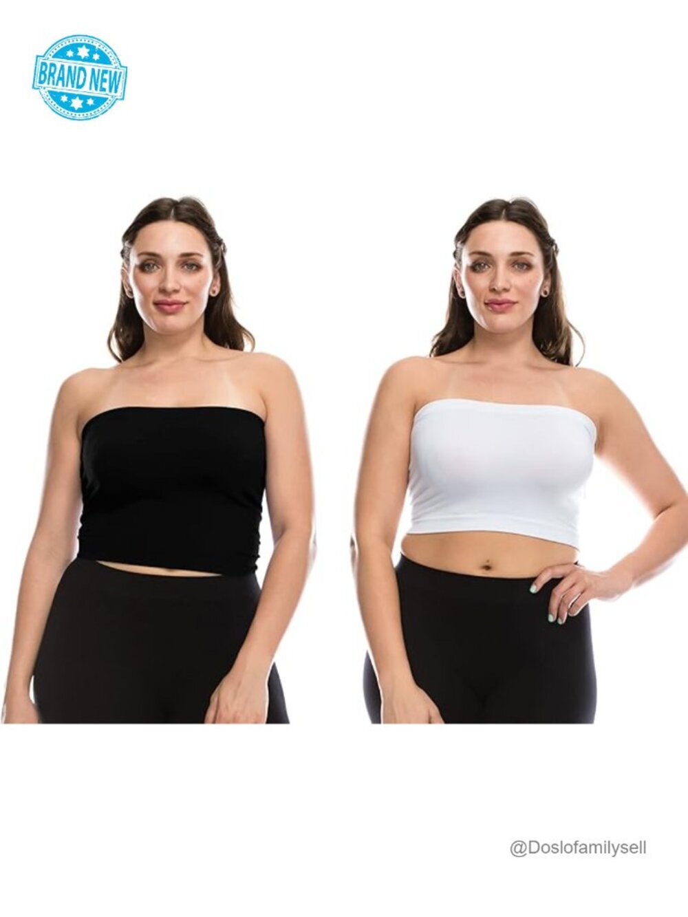 Plus Size Seamless Strapless Tube Top, UV Protective 50+ Stretchy Bandeau